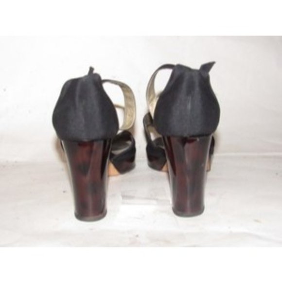 Saint Laurent MOD Black w Tortoise Shell Open Toe - Picture 9 of 12